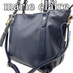 【未使用級美品】マリクレール marie claire bis レザー 2way ハンドバッグ ショルダー ネイビー Leather 2way Handbag Shoulder Bag Navy Near Mint