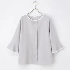 Honeys ７分袖配色ブラウス　パープル