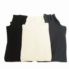 ジーユー GU 3点 セット まとめ カットソー ニットリブ タートルネック 長袖 S M 白 ホワイト 黒 ブラック グレー ■FF