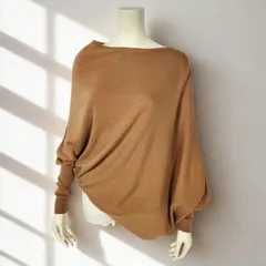 イエナ IENA　ウール100% ロングリブスリーブ アシンメトリー 変形ニット　キャメル　レディース