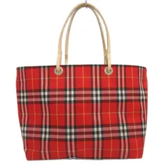 バーバリー ロンドン BURBERRY LONDON ノバチェック トートバッグ ハンドバッグ 赤 レッド系