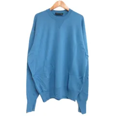 キャプテン サンシャイン KAPTAIN SUNSHINE × ジョンスメドレー JOHN SMEDLEY コラボ 美品 22年 1980 Double V Pullover ニット 両面Vガゼット セーター 英国製 30G メリノウール 青 ブルー Lのサムネイル
