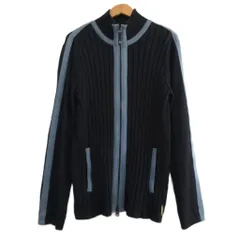 アルマーニ ジーンズ ARMANI JEANS ドライバーズニット ジップアップ セーター ダブルジップ 黒 ブラック 水色 XXLサイズ IBO84のサムネイル