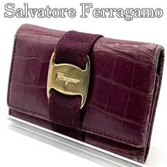 フェラガモ Ferragamo クロコ型押し ヴァラリボン キーケース  クロコエンボス Key Case Vara Ribbon Crocodile Embossed Leather