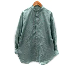 ロペピクニック ROPE Picnic ブラウス シャツ 長袖 フリルバンドカラー ストライプ柄 オーバーサイズ 38 M 緑 グリーン 白 ホワイト /SY4