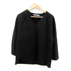 ティティベイト titivate カットソー 長袖 Vネック 無地 F 黒 ブラック /SY36