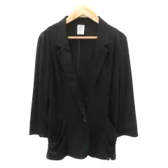 エムケー ミッシェルクラン MK MICHEL KLEIN テーラードジャケット ミドル丈 シングルボタン 七分袖 38 M 黒 ブラック /YK4