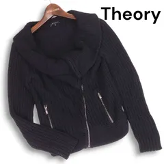 Theory セオリー 【NEW CASHCOTTON CHIARI】 秋冬 カシミヤ コットン ドレープ ニット ジャケット Sz.2 レディース 黒
