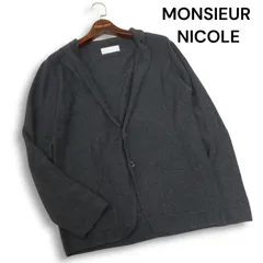 MONSIEUR NICOLE ムッシュ ニコル 秋冬★ ニット ジャケット カーディガン Sz.48 メンズ 灰 グレー