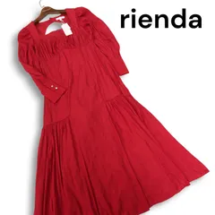 【新品 未使用】 rienda リエンダ 通年 バストギャザー♪ パフスリーブ ロング ワンピース ドレス Sz.S レディース