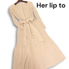Her lip to ハーリップトゥ 秋冬★ シルク混 ウエストリボン ロング リブ ニット ワンピース カーディガン Sz.S レディース