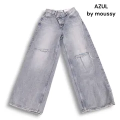 【新品 未使用】 AZUL by moussy アズール マウジー ダメージ ラップ ワイド デニム パンツ ジーンズ Sz.S レディース