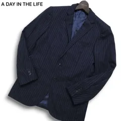 A DAY IN THE LIFE ユナイテッドアローズ 総裏 尾州 BISHU ウール★ ストライプ テーラード ジャケット Sz.44 メンズ 紺のサムネイル