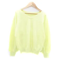 ビス ViS ニット カットソー Vネック 長袖 無地 M 黄色 イエロー /HO33