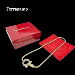 【美品】Ferragamo ネックレス 大ぶり ガンチーニ ラインストーンのサムネイル