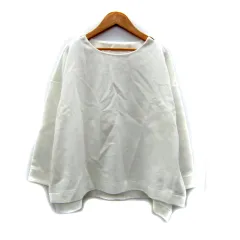 コムサ・ブロンドオフ COMME CA BLANC D'OEUF マタニティウエア カットソー 長袖 ラウンドネック 無地 M～L 白 ホワイト /SY18