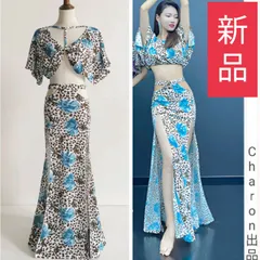 ★新品★ベリーダンス衣装アニマル柄セット　レッスン着ウェア練習着　2wayトップス　スカート