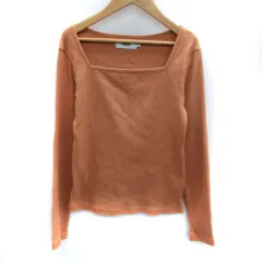 アズールバイマウジー AZUL by moussy カットソー 長袖 スクエアネック リブ M オレンジ /SM40