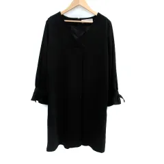 トランテアン ソン ドゥ モード 31 Sons de mode ワンピース ひざ丈 長袖 Vネック リボン 38 M 黒 ブラック /SM3