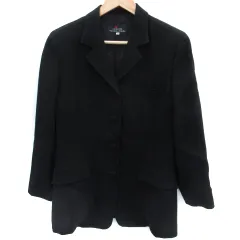 レキップヨシエイナバ L'EQUIPE YOSHIE INABA テーラードジャケット ミドル丈 シングルボタン 総裏地 11 黒 ブラック /SM41