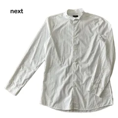 【next/ネクスト】ウイングカラー メンズシャツ ブラウス オケージョンシャツ 長袖シャツ フォーマル ワイシャツ カッターシャツ 洗濯OK 柄（中古）のサムネイル