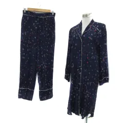 ザラ トラファルック ZARA Trafaluc パジャマ ルームウェア セットアップ 上下 シャツ ロング丈 長袖 オープンカラー パンツ ロング丈 花柄 上XS 下S マルチカラー 紺 ネイビー /YS37