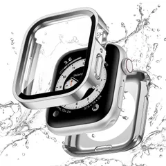 45mm 45mm ケース ケース 一体型 iWatch 耐衝撃 二重構造 前後の保護 1 シルバー in 2 対応 7 8 9 Series SE Watch Apple カバー 防水 アップルウォッチ 【フルカバー保護】Kawoco