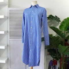 【NEW YEAR SALE 30%オフ 1/4(Sun)までの限定セール】ポロ ラルフローレン ストライプ シャツワンピース ホワイト / ブルー