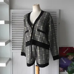 アルマーニエクスチェンジ 千鳥格子柄 ニット セットアップ カーディガン ショートパンツ レディース グレー