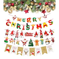 【迅速発送】クリスマス 飾り クリスマスバナー ガーランド クリスマス 装飾 壁飾り MERRY CHRISJMAS かわいい 4種セット 1
