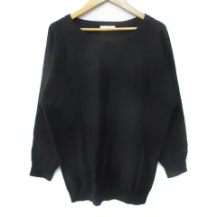 ビス ViS ニット カットソー 長袖 ドルマンスリーブ ラウンドネック 無地 M 黒 ブラック /FF48