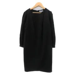 ナチュラルビューティーベーシック NATURAL BEAUTY BASIC ワンピース ひざ丈 長袖 L 黒 ブラック /YK6