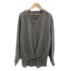 コムサイズム COMME CA ISM ブラウス カットソー 長袖 Vネック 無地 オーバーサイズ 11 グレージュ /YS42