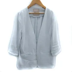 アプワイザーリッシェ Apuweiser-riche ノーカラージャケット ミドル丈 前開き 七分袖 2 アイスブルー /SM1