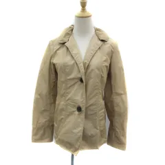 エヴェックス バイ クリツィア EVEX by KRIZIA オープンカラージャケット ミドル丈 シングルボタン 無地 42 ベージュ /YS14