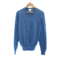 ニコアンド Niko and.. ニットカーディガン ミドル丈 ラウンドネック 無地 3 M 青 ブルー /YS39