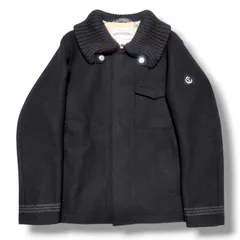 TOMORROWLAND トゥモローランド × NATIC MARINE ナティックマリン 日本製 ウールメルトンジャケット M 裏地総柄 ニット襟 別注モデル ミリタリー ショートコート ブラック 黒 メンズ