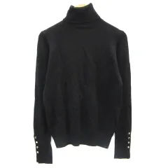 ザラ ZARA ニット カットソー 長袖 タートルネック S ブラック 黒 /YM30