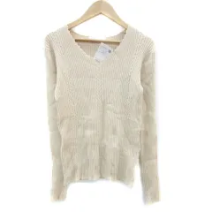 ビス ViS カットソー 長袖 Vネック F ベージュ /YM42