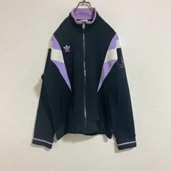 【稀少】90s adidas アディダスオリジナルス　ロゴ刺繍　トラックジャケット　黒紫　L