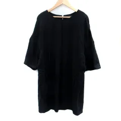 マカフィー MACPHEE トゥモローランド ワンピース ひざ丈 七分袖 ラウンドネック ウール混 38 M 黒 ブラック /SM4