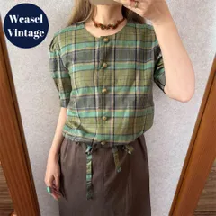 ヴィンテージ レトロ古着 チェック柄切替デザインワンピース 半袖 セットアップ風