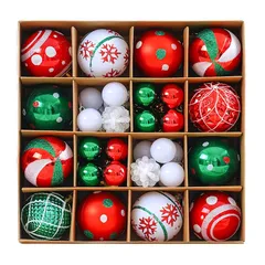 【迅速発送】TerraShine クリスマス用ボールオーナメント 42個セット クリスマスツリー オーナメント 飾り付けボール ゴージャス おしゃれ 雰囲気が 装飾 家庭用 部屋 喫茶店 店舗 新年 (赤＆緑) 1