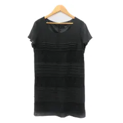 コムサイズム COMME CA ISM ワンピース ミニ丈 半袖 レース M 黒 ブラック /YK33