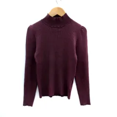 プロポーション ボディドレッシング PROPORTION BODY DRESSING ニット セーター 長袖 ハイネック リブ フェイクパール S ダークパープル /SM9