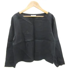 アニエスベー agnes b. ブラウス カットソー 長袖 麻 リネン 2 ブラック 黒 /YM14