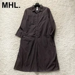 MHL. エムエイチエル MARGARET HOWELL マーガレットハウエル 日本製 上質コットン ロング  シャツワンピース 長袖 ロングスリーブ 2サイズ M ダークブラウン 比翼仕立て 着回し抜群 きれいめ 大人カジュアル