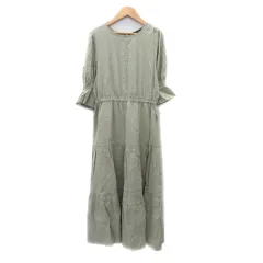 ダブルクローゼット w closet ワンピース ロング丈 七分袖 F カーキ /YK38