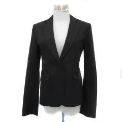 23区 オンワード樫山 テーラードジャケット ミドル丈 シングルボタン ストライプ柄 38 M 黒 ブラック /YS33