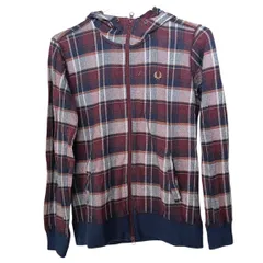 B061 Fred Perry フレッドペリー パーカー フルジップ チェック ボーダー フード メンズ M